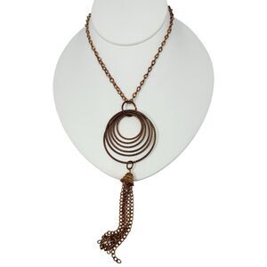 Copper Pendant Tassel Chain Necklace 37” Bold Gorpcore Girlcore  Layering